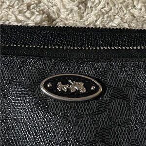 Coach Black Leather double zipper wristlet
